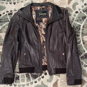 Guess Chocolate Leather Jacket for Women
